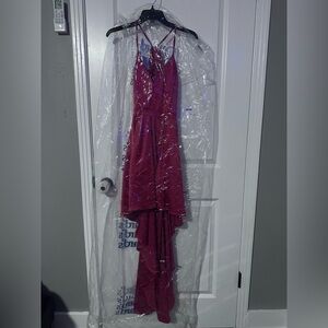 Sequin Hearts Magenta High-Low Prom Dress